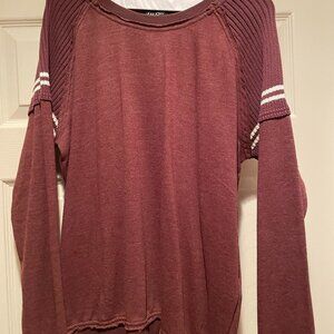 DEAR JOHN, Burgundy Sweater Sweatshirt with white shoulder stripe, Size XL - New
